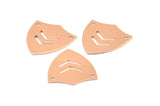Rose Gold Shield Pendant, 2 Rose Gold Plated Brass Stamping Shield With 2 Holes With Chevron (24x22x0.80mm) B0181 Q0276