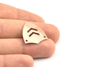 Rose Gold Shield Pendant, 2 Rose Gold Plated Brass Stamping Shield With 2 Holes With Chevron (24x22x0.80mm) B0181 Q0276