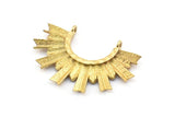 Brass Sun Pendant, 3 Raw Brass Textured Sunny Pendants With 2 Loops (34.5x24x2.2mm) E205