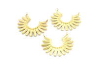 Brass Sun Pendant, 2 Raw Brass Textured Sunny Pendants With 2 Loops (35x30x1.9mm) E209