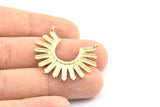 Brass Sun Pendant, 2 Raw Brass Textured Sunny Pendants With 2 Loops (35x30x1.9mm) E209
