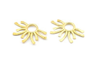 Brass Sun Pendant, 3 Raw Brass Sun Pendants (37.5x24.5x2mm) E206