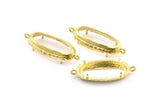 Brass Oval Setting, 4 Raw Brass Oval Settings With 2 Loops and 1 Pad Setting (30.5x12x5.5mm) E203