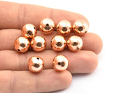 Rose Gold Ball Bead, 12 Rose Gold Lacquer Plated Brass Spacer Beads, Findings (12mm) Brsm2 - A0747