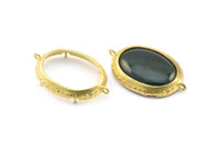 Brass Oval Setting, 3 Raw Brass Oval Settings With 2 Loops and 1 Pad Setting (34x21x4mm) BS 2049