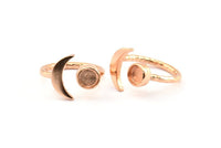 Rose Gold Ring Settings, 1 Rose Gold Plated Brass Moon And Planet Ring With 1 Stone Setting - Pad Size 6.2mm BS 1964