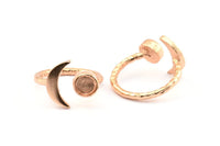 Rose Gold Ring Settings, 1 Rose Gold Plated Brass Moon And Planet Ring With 1 Stone Setting - Pad Size 6.2mm BS 1964