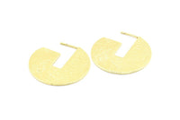 Geometric Earring Findings, 2 Gold Lacquer Plated Brass Semi Circle Textured Earring Findings (36.5x1mm) BS 1976