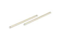 Long Necklace Bar, 10 Silver Tone Bar Connectors With 2 Holes (55x3x1mm) Brc 148--A0825 H0597