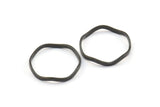 Black Circle Rings, 12 Oxidized Brass Black Wavy Circle Rings, Charms (18.50x0.80x1.5mm) E191 S731