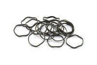 Black Circle Rings, 12 Oxidized Brass Black Wavy Circle Rings, Charms (18.50x0.80x1.5mm) E191 S731