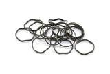 Black Circle Rings, 12 Oxidized Brass Black Wavy Circle Rings, Charms (18.50x0.80x1.5mm) E191 S731