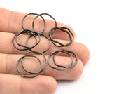 Black Circle Rings, 12 Oxidized Brass Black Wavy Circle Rings, Charms (18.50x0.80x1.5mm) E191 S731