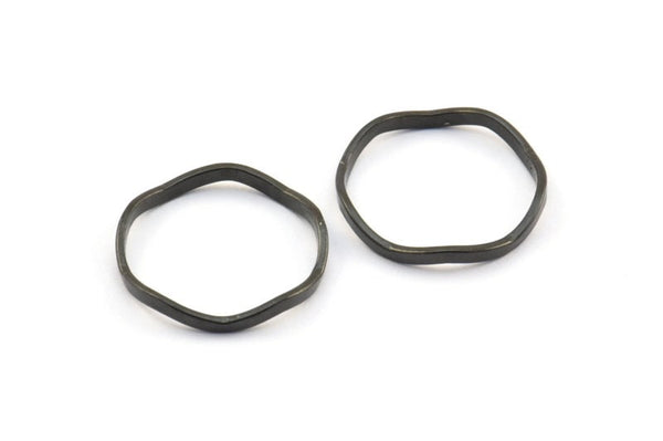 Black Circle Rings, 24 Oxidized Brass Black Wavy Circle Rings, Charms (16.5x0.80x1.5mm) BS 1759 S727