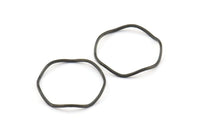 Black Circle Rings, 24 Oxidized Brass Black Wavy Circle Rings, Charms (20x0.8mm) BS 1807 S733