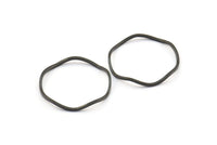 Black Circle Rings, 24 Oxidized Brass Black Wavy Circle Rings, Charms (19.5x0.8mm) BS 1806 S732