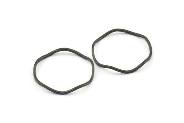 Black Circle Rings, 24 Oxidized Brass Black Wavy Circle Rings, Charms (19.5x0.8mm) BS 1806 S732