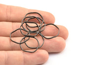 Black Circle Rings, 12 Oxidized Brass Black Wavy Circle Rings, Charms (20.5x0.80x1.5mm) BS 2220 S728