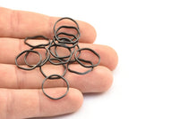 Black Circle Rings, 24 Oxidized Brass Black Wavy Circle Rings, Charms (15x0.80x1.5mm) BS 1758 S736
