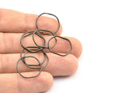 Black Circle Rings, 24 Oxidized Brass Black Wavy Circle Rings, Charms (18x0.8mm) BS 1805 S730