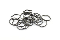 Black Circle Rings, 24 Oxidized Brass Black Wavy Circle Rings, Charms (17.50x0.80x1.5mm) E188 S726