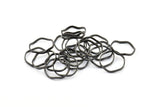 Black Circle Rings, 24 Oxidized Brass Black Wavy Circle Rings, Charms (17.50x0.80x1.5mm) E188 S726