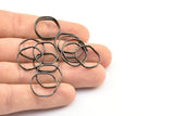 Black Circle Rings, 24 Oxidized Brass Black Wavy Circle Rings, Charms (17.50x0.80x1.5mm) E188 S726