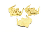 Brass Ethnic Pendant, 2 Raw Brass Ethnic Pendants With 2 Loops (31x32x1.6mm) E249