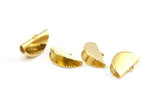 Half Moon Crimp, 12 Raw Brass Ribbon Crimp Ends With 1 Loop, Findings (30x17mm) A0101