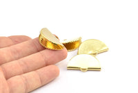 Half Moon Crimp, 12 Raw Brass Ribbon Crimp Ends With 1 Loop, Findings (30x17mm) A0101
