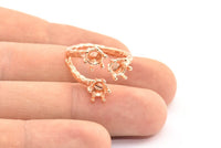 Adjustable Ring Settings - 2 Rose Gold Lacquer Plated Brass 6 Claw Ring Blanks - Pad Size 5mm N0322