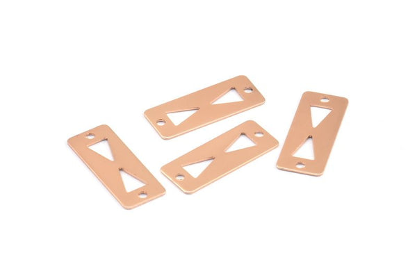 Bow Tie Choker, 12 Rose Gold Plated Brass Rectangle Tribal Charms, Pendant, Findings (20x8mm) Brs 160 A0302 Q0355