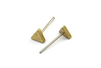 Triangle Bar Stud, 12 Stainless Steel Earring Posts With Raw Brass Triangle Bar Stud, Ear Studs (7x15mm) D938