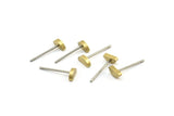 Half Moon Stud, 12 Stainless Steel Earring Posts With Raw Brass Half Moon Stud, Ear Studs (6x14mm) E335