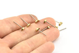 Half Moon Stud, 12 Stainless Steel Earring Posts With Raw Brass Half Moon Stud, Ear Studs (6x14mm) E335