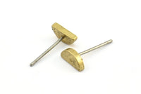 Half Moon Stud, 10 Stainless Steel Earring Posts With Raw Brass Half Moon Stud, Ear Studs (8x14mm) E336