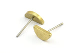 Half Moon Stud, 4 Stainless Steel Earring Posts With Raw Brass Half Moon Stud, Ear Studs (10x14.5mm) E337