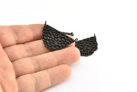 Black Oval Pendant, 2 Oxidized Brass Black Textured Half Oval Pendants With 2 Loops, Findings (33x20x1.6mm) E237 S779