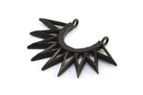 Black Sunny Pendant, 2 Oxidized Brass Black Sunny Ethnic Pendants With 2 Loops, Findings, Charms (35x26x2.4mm) E213 S780