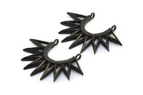 Black Sunny Pendant, 2 Oxidized Brass Black Sunny Ethnic Pendants With 2 Loops, Findings, Charms (35x26x2.4mm) E213 S780