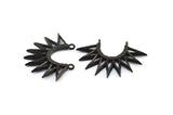 Black Sunny Pendant, 2 Oxidized Brass Black Sunny Ethnic Pendants With 2 Loops, Findings, Charms (35x26x2.4mm) E213 S780