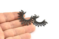 Black Sunny Pendant, 2 Oxidized Brass Black Sunny Ethnic Pendants With 2 Loops, Findings, Charms (36.5x27x1.7mm) E212 S774