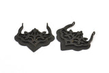 Black Ethnic Pendant, 2 Oxidized Brass Black Ethnic Pendants With 2 Loops (31x32x1.6mm) E249 S775