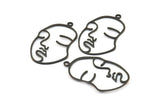 Black Face Charm, 6 Oxidized Brass Black Face Shape Charms With 1 Loop, Pendant, Earrings, Findings (46x28x1mm) E022 S737