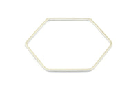 Hexagon Ring Charm, 12 Silver Tone Hexagon Shaped Ring Charms (40x1x1mm) E325