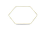 Hexagon Ring Charm, 12 Silver Tone Hexagon Shaped Ring Charms (40x1x1mm) E325
