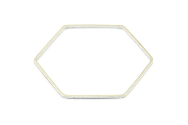 Hexagon Ring Charm, 12 Silver Tone Hexagon Shaped Ring Charms (40x1x1mm) E325
