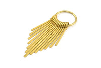 Brass Fringed Earring, 2 Raw Brass Textured Fringed Trim Earring With 1 Loop, Pendants, Findings (62x20mm) E323