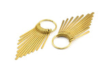 Brass Fringed Earring, 2 Raw Brass Textured Fringed Trim Earring With 1 Loop, Pendants, Findings (62x20mm) E323