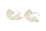 Geometric Earring Findings, 2 Silver Tone Semi Circle Textured Earring Findings (30x40x1mm) BS 1962 H0526